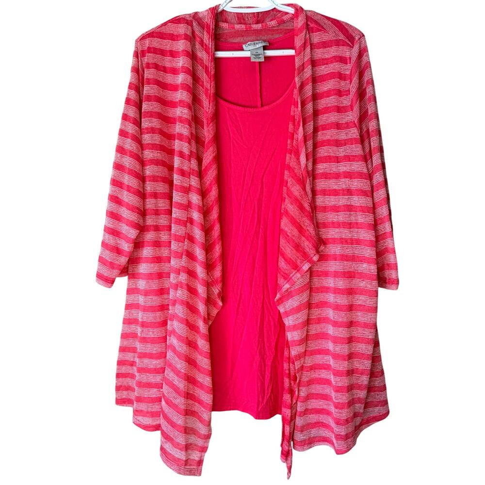 Catherines 3/4 Sleeve Cardigan Pink Size 2X